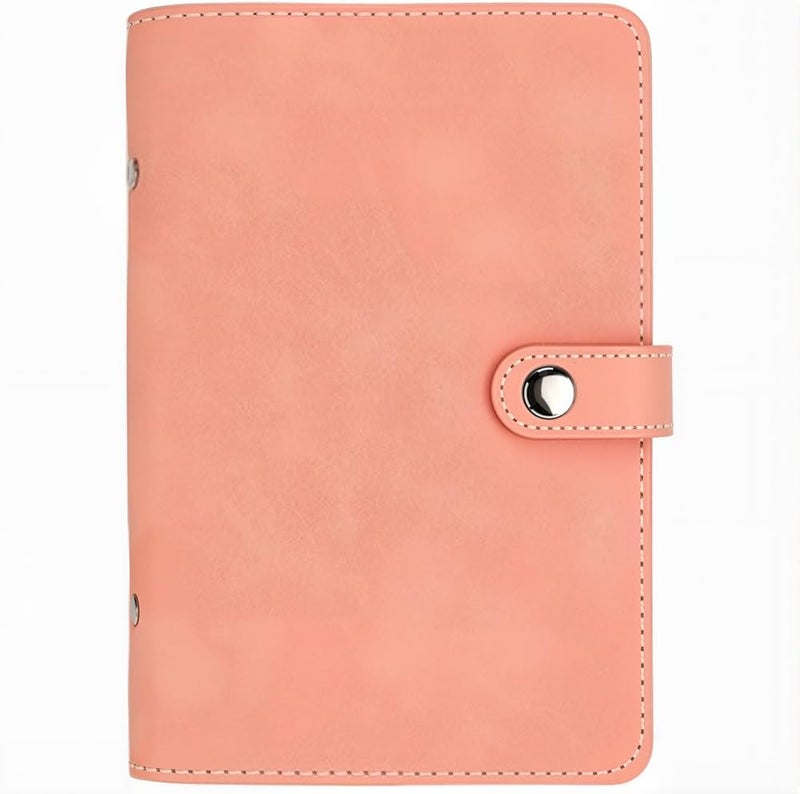 CALFOVERA Travel Notebook Binder Cover Refillable A6 PU Leather Journal Protector Folder Soft Cover Leather 6 Ring Loose Leaf Planner Binder with Divider Pocket for Meeting Filler Paper Cash(Pink) - Image 1
